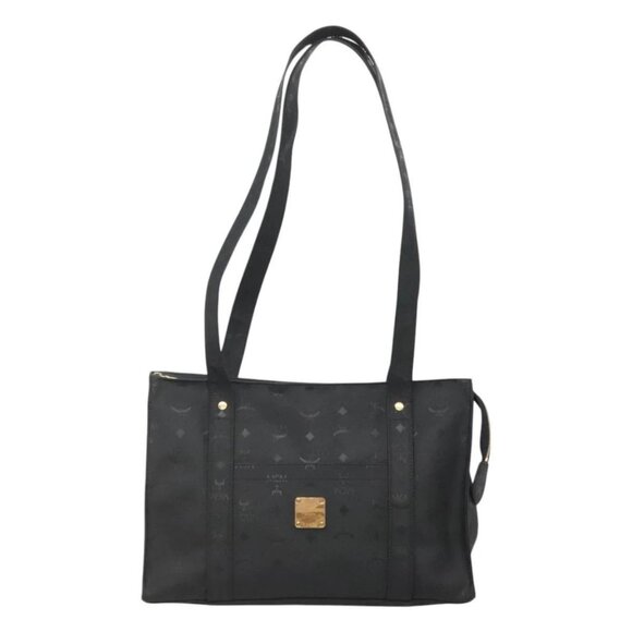 MCM Vicetos Logogram Shoulder Bag PVC Black Gold Auth - Picture 12 of 15